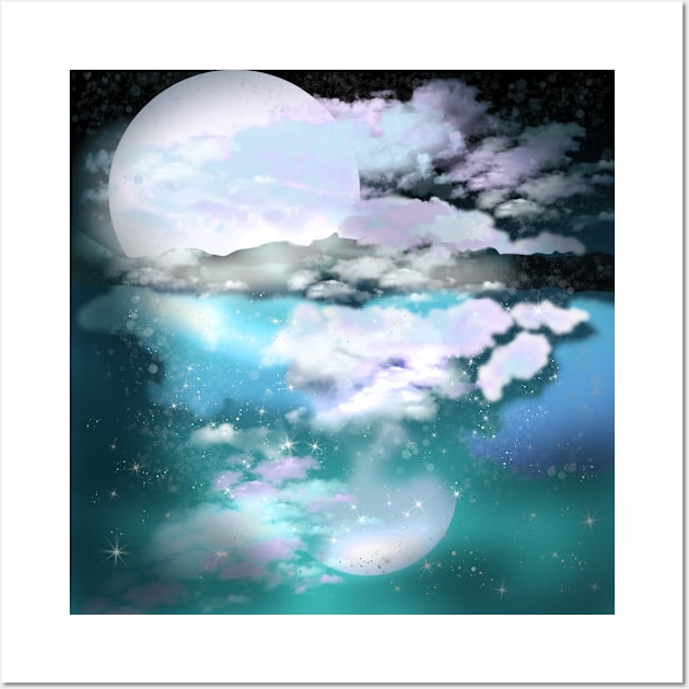 pale moon fantasy landscape Wall Art by cuisinecat